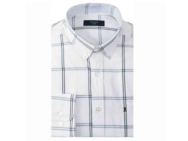 CAMISA  MANGA LARGA BLANCA CON CUADROS