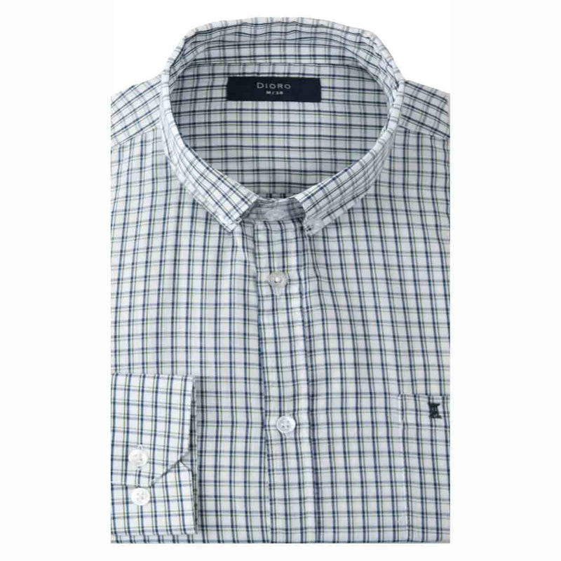 CAMISA  MANGA LARGA BLANCA CON CUADROS