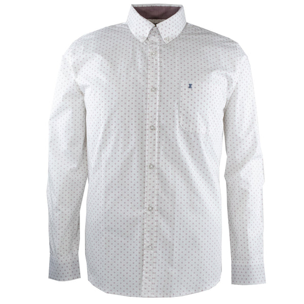 CAMISA MANGA LARGA BLANCA ESTAMPADA 100% ALGODON