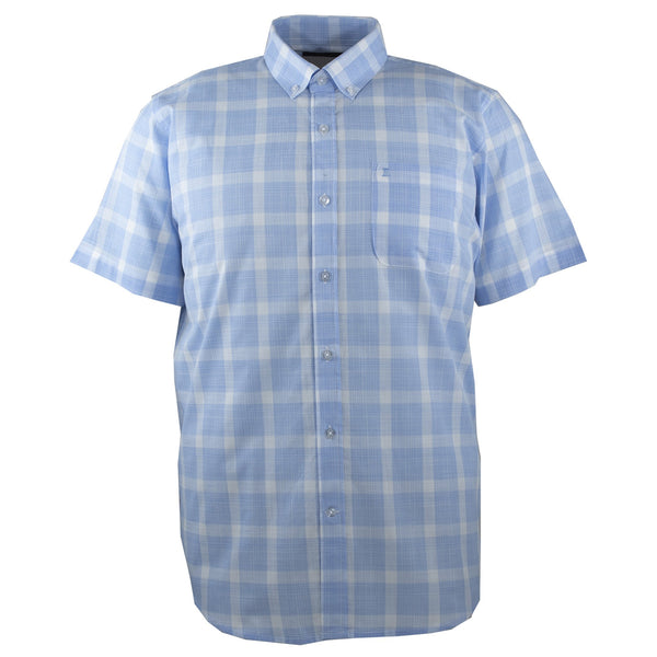 CAMISA MANGA CORTA CUADROS AZULES 100% ALGODON