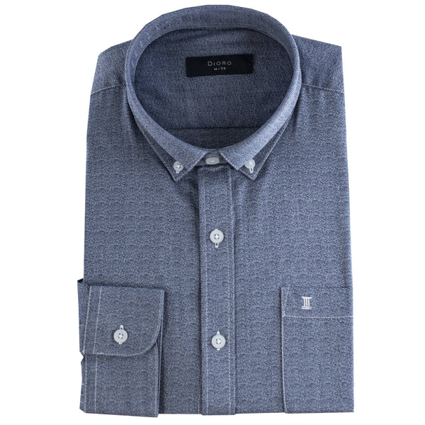 CAMISA MANGA LARGA GRIS ESTAMPADA 100% ALGODON