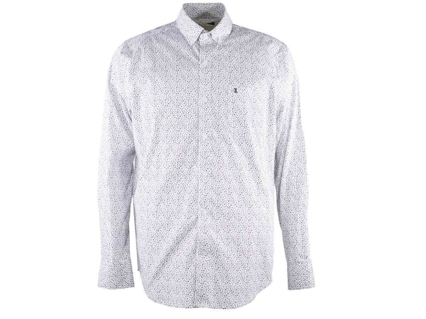 CAMISA MANGA LARGA BLANCA ESTAMPADA 100% ALGODON