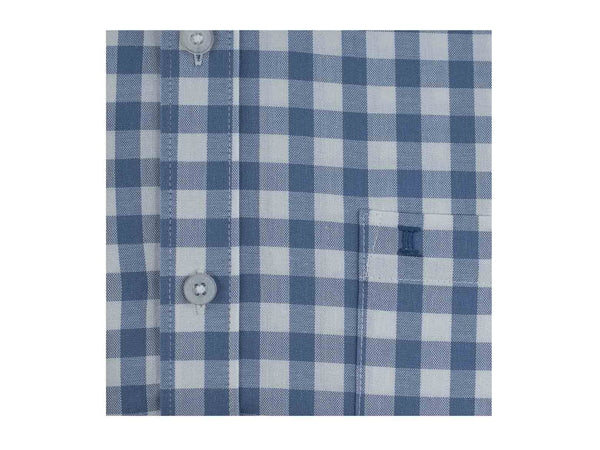 CAMISA MANGA LARGA CUADROS AZULES 100% ALGODON