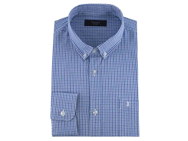 CAMISA MANGA LARGA CUADROS AZULES 100% ALGODON