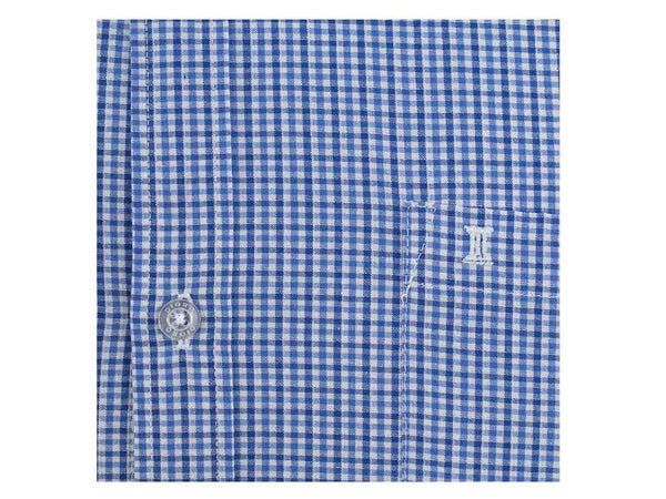 CAMISA MANGA LARGA CUADROS AZULES 100% ALGODON