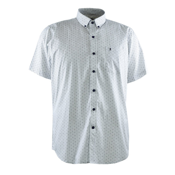 CAMISA MANGA CORTA BLANCA ESTAMPADA 100% ALGODON