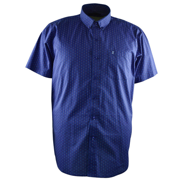 CAMISA MANGA CORTA AZUL ESTAMPADA 100% ALGODON