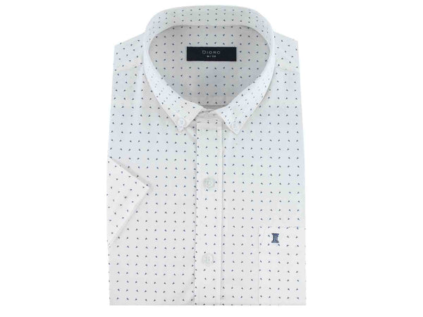 CAMISA MANGA CORTA BLANCA ESTAMPADA 100% ALGODON