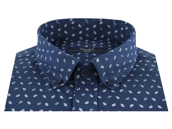 CAMISA MANGA CORTA AZUL ESTAMPADA 100% ALGODON