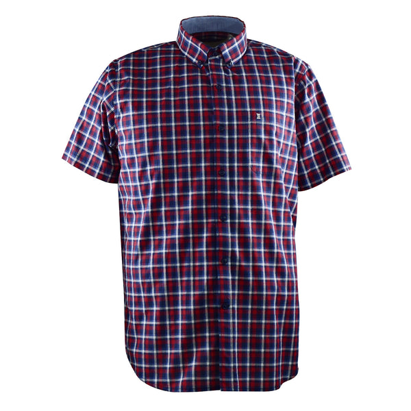 CAMISA MANGA CORTA CUADROS ROJOS 100% ALGODON