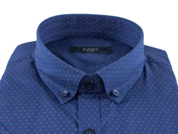 CAMISA MANGA CORTA AZUL ESTAMPADA 100% ALGODON