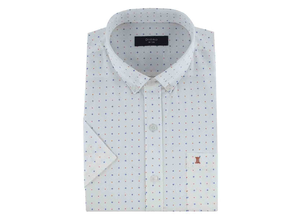 CAMISA MANGA CORTA BLANCA ESTAMPADA 100% ALGODON