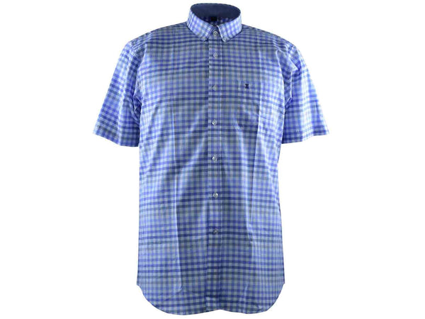 CAMISA MANGA CORTA CUADROS AZULES 100% ALGODON