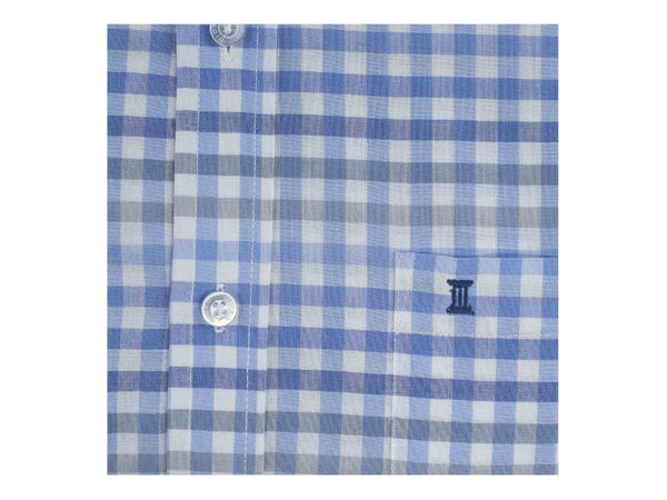 CAMISA MANGA CORTA CUADROS AZULES 100% ALGODON